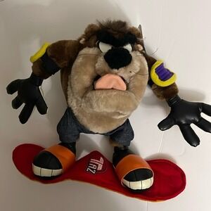 Looney Tunes Tasmanian Devil Taz Snowboarder Plush Stuffed Toy Warner Bros NEW